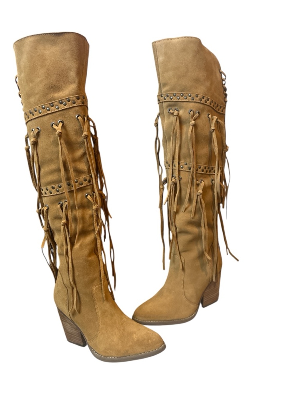 Dingo Tan Fringe Suede Over-the-Knee Boots size 6.5 - Picture 4 of 12
